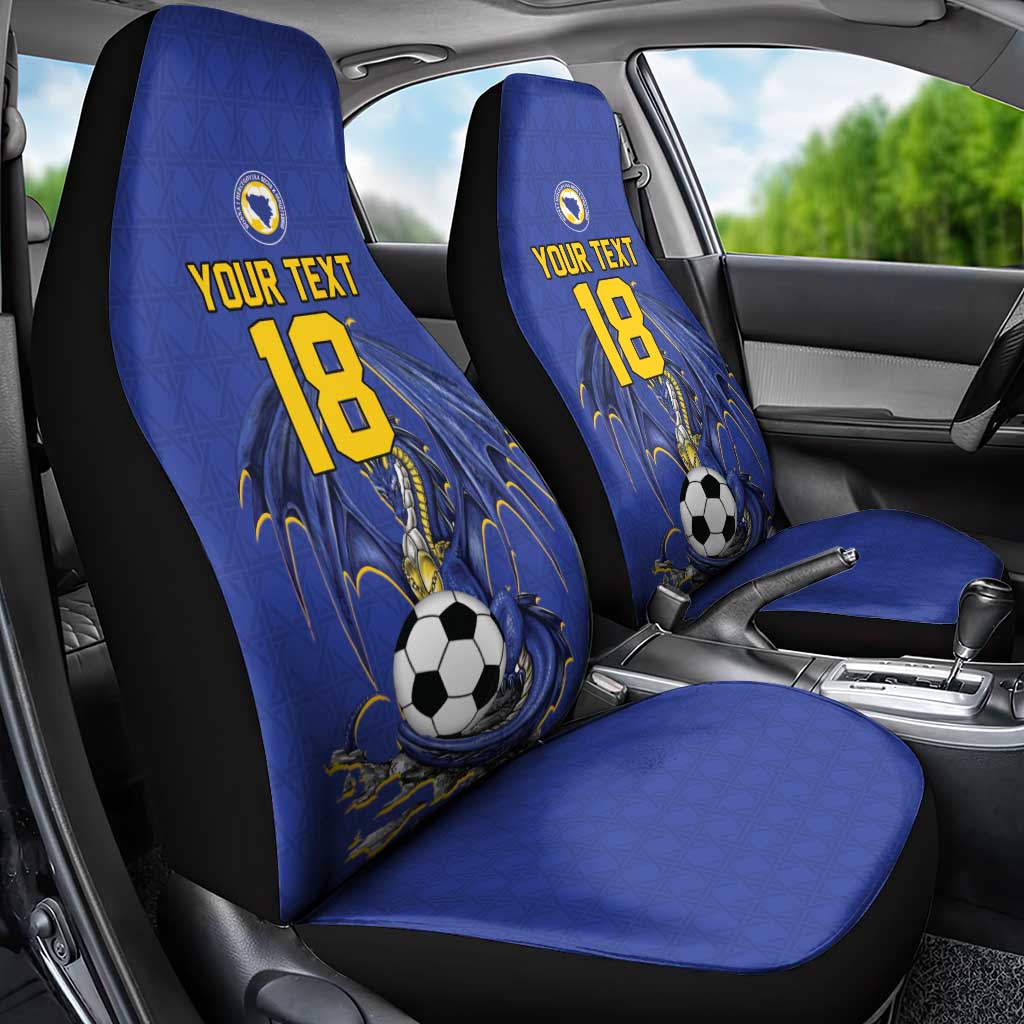 Custom Bosnia and Herzegovina Football 2026 Car Seat Cover Blue Dragon National Pride