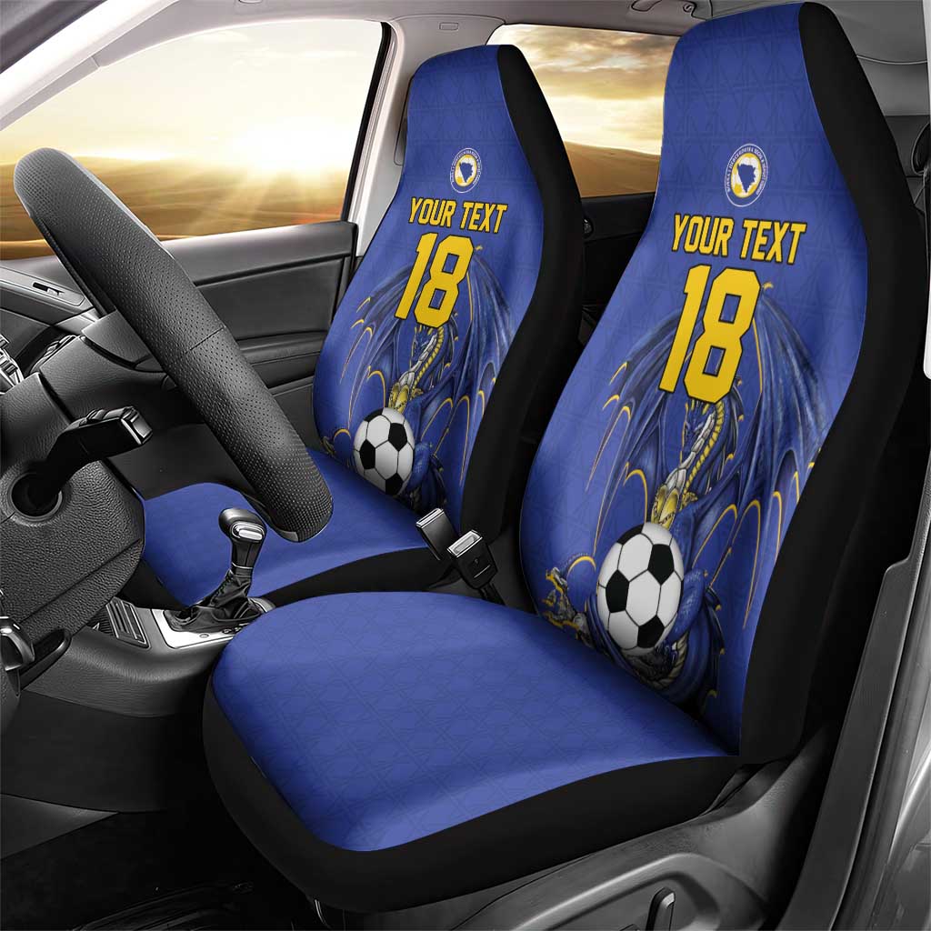 Custom Bosnia and Herzegovina Football 2026 Car Seat Cover Blue Dragon National Pride
