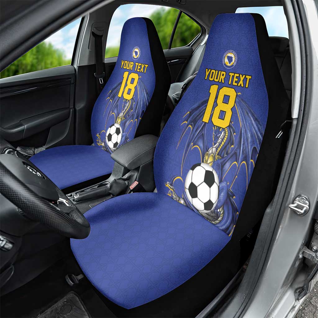 Custom Bosnia and Herzegovina Football 2026 Car Seat Cover Blue Dragon National Pride