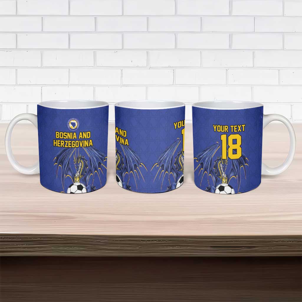 Custom Bosnia and Herzegovina Football 2026 Ceramic Mug Blue Dragon National Pride