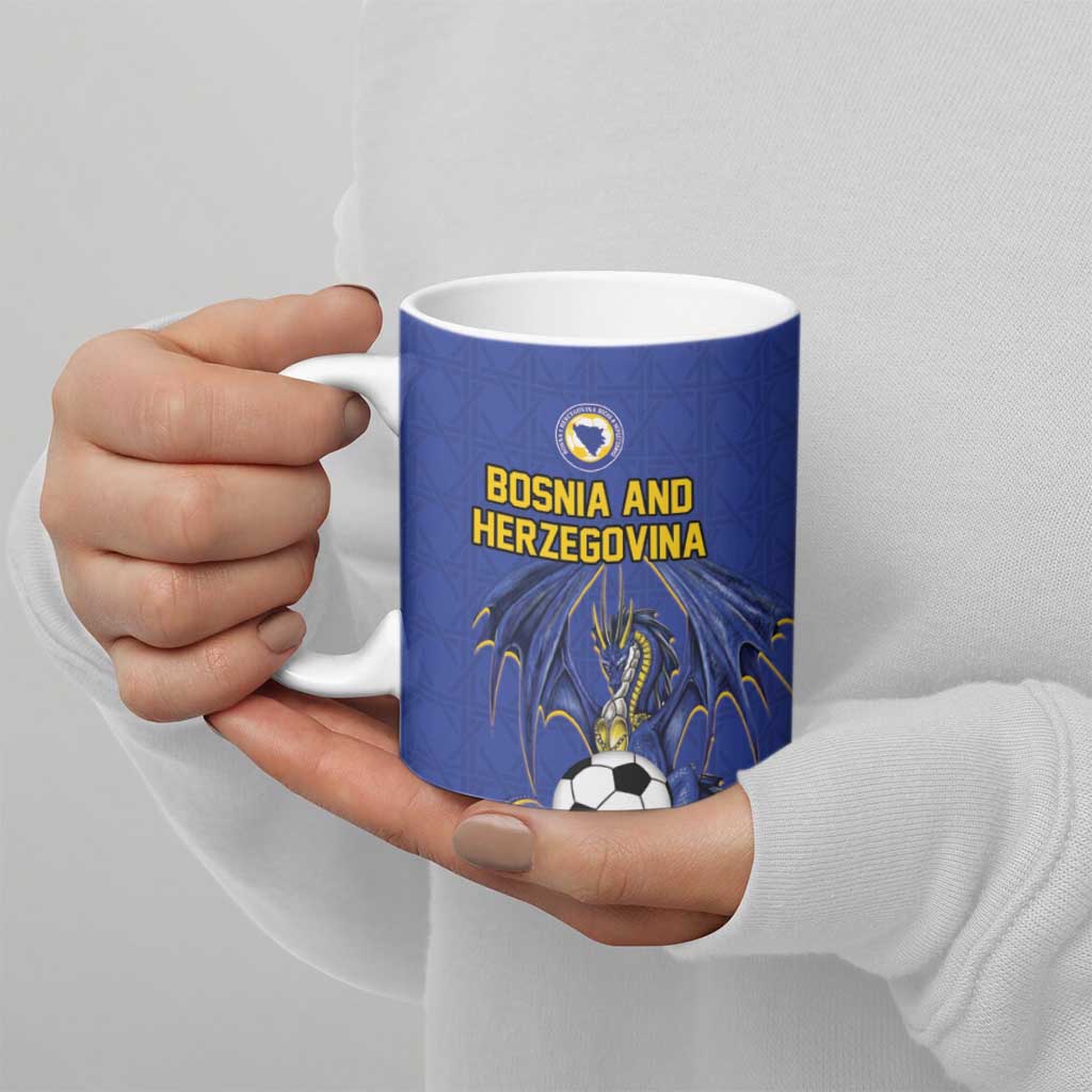 Custom Bosnia and Herzegovina Football 2026 Ceramic Mug Blue Dragon National Pride