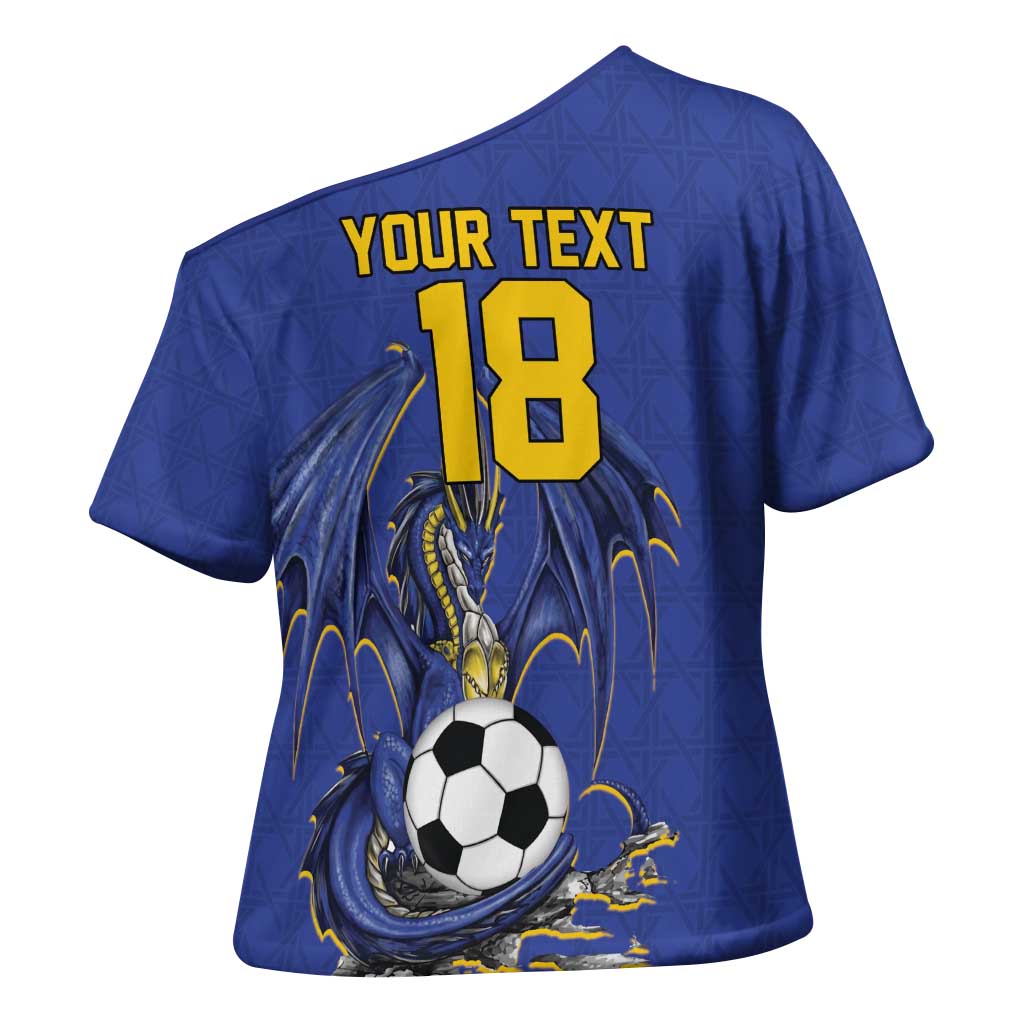 Custom Bosnia and Herzegovina Football 2026 Cross Shoulder Shirt Blue Dragon National Pride