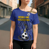 Custom Bosnia and Herzegovina Football 2026 Cross Shoulder Shirt Blue Dragon National Pride