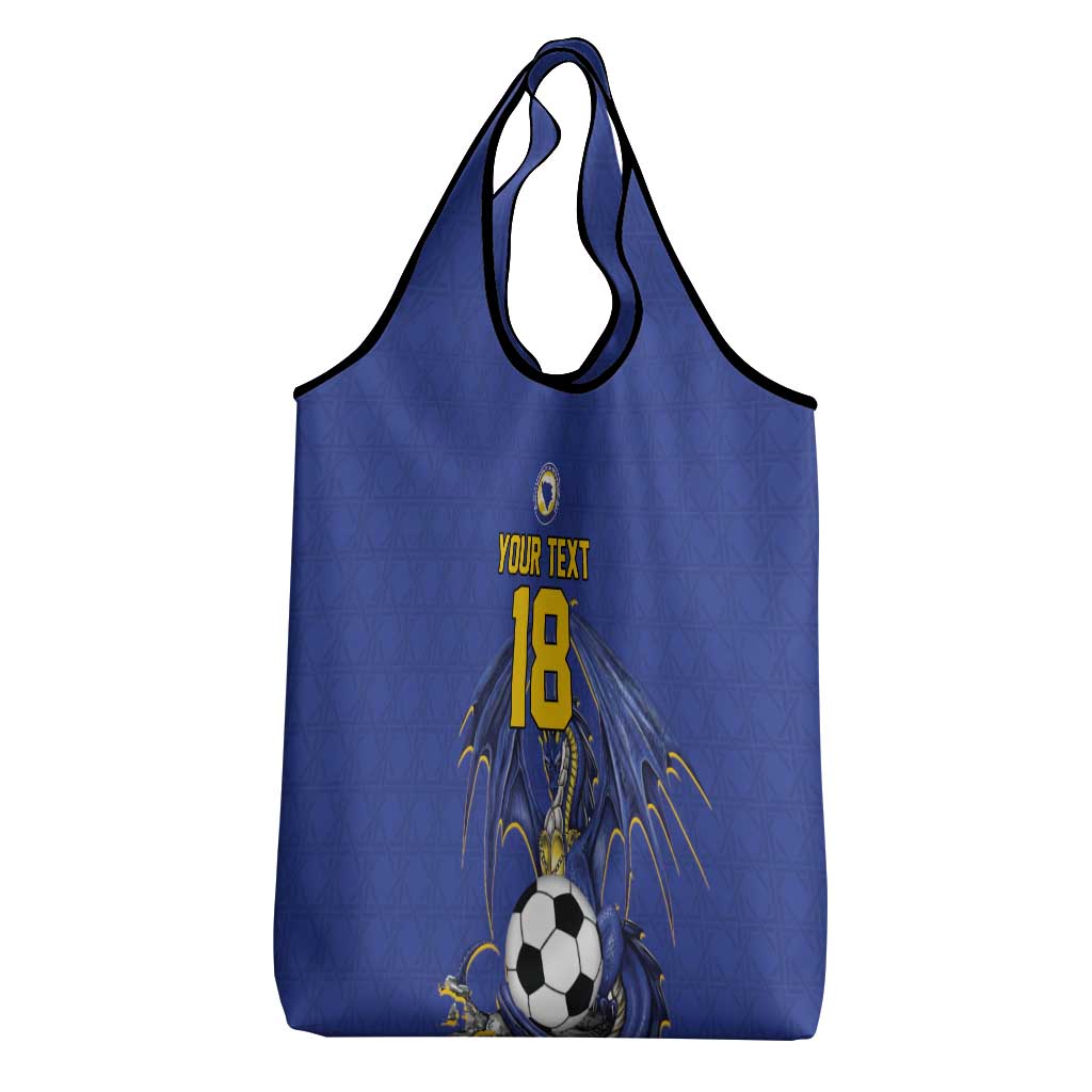 Custom Bosnia and Herzegovina Football 2026 Grocery Bag Blue Dragon National Pride