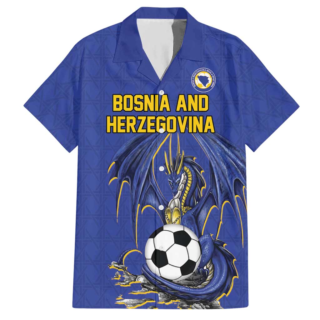 Custom Bosnia and Herzegovina Football 2026 Hawaiian Shirt Blue Dragon National Pride