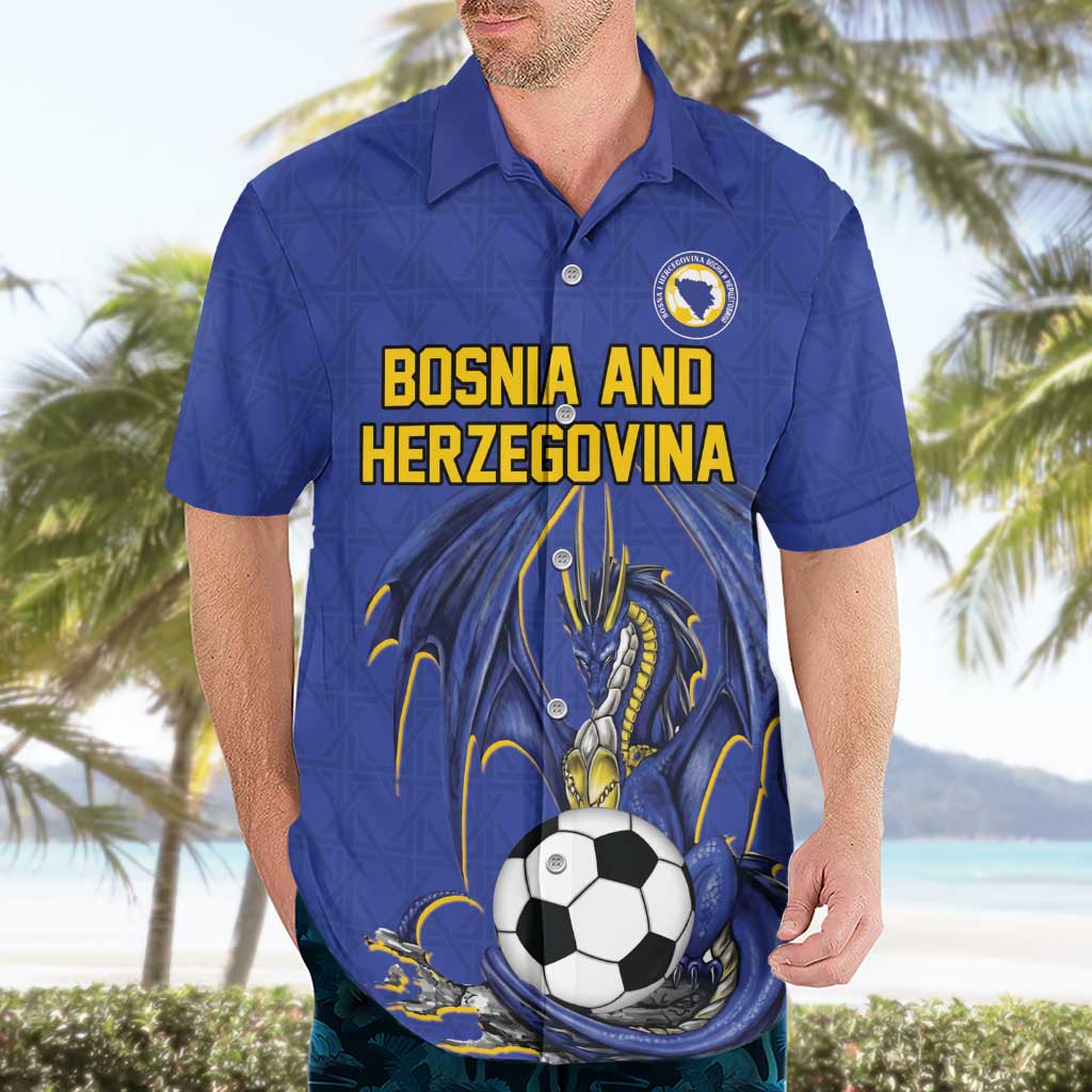 Custom Bosnia and Herzegovina Football 2026 Hawaiian Shirt Blue Dragon National Pride