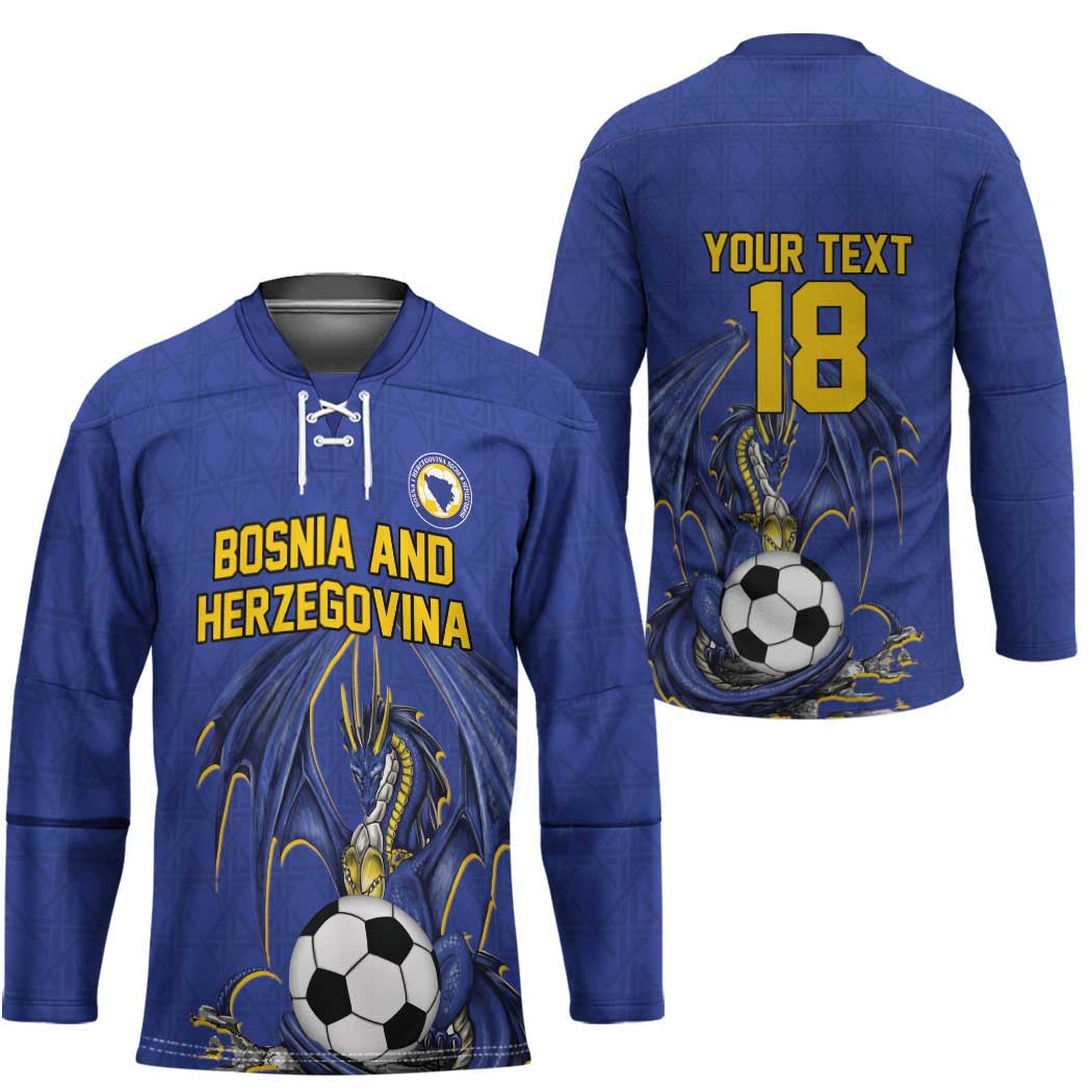 Custom Bosnia and Herzegovina Football 2026 Hockey Jersey Blue Dragon National Pride
