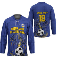 Custom Bosnia and Herzegovina Football 2026 Hockey Jersey Blue Dragon National Pride