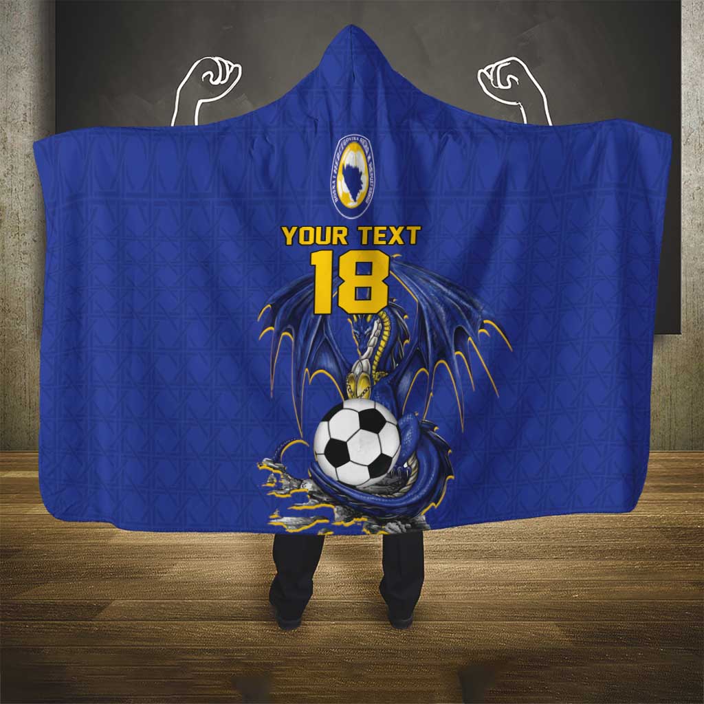 Custom Bosnia and Herzegovina Football 2026 Hooded Blanket Blue Dragon National Pride
