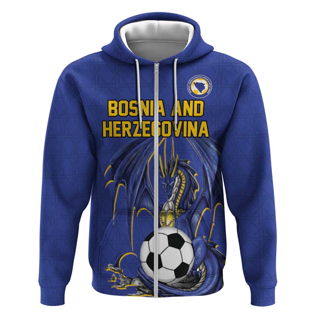 Custom Bosnia and Herzegovina Football 2026 Hoodie Blue Dragon National Pride