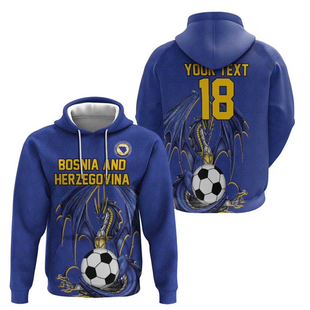 Custom Bosnia and Herzegovina Football 2026 Hoodie Blue Dragon National Pride