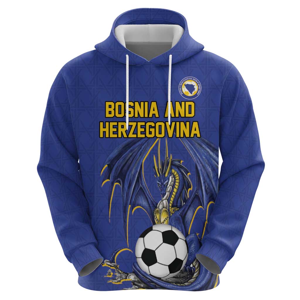 Custom Bosnia and Herzegovina Football 2026 Hoodie Blue Dragon National Pride