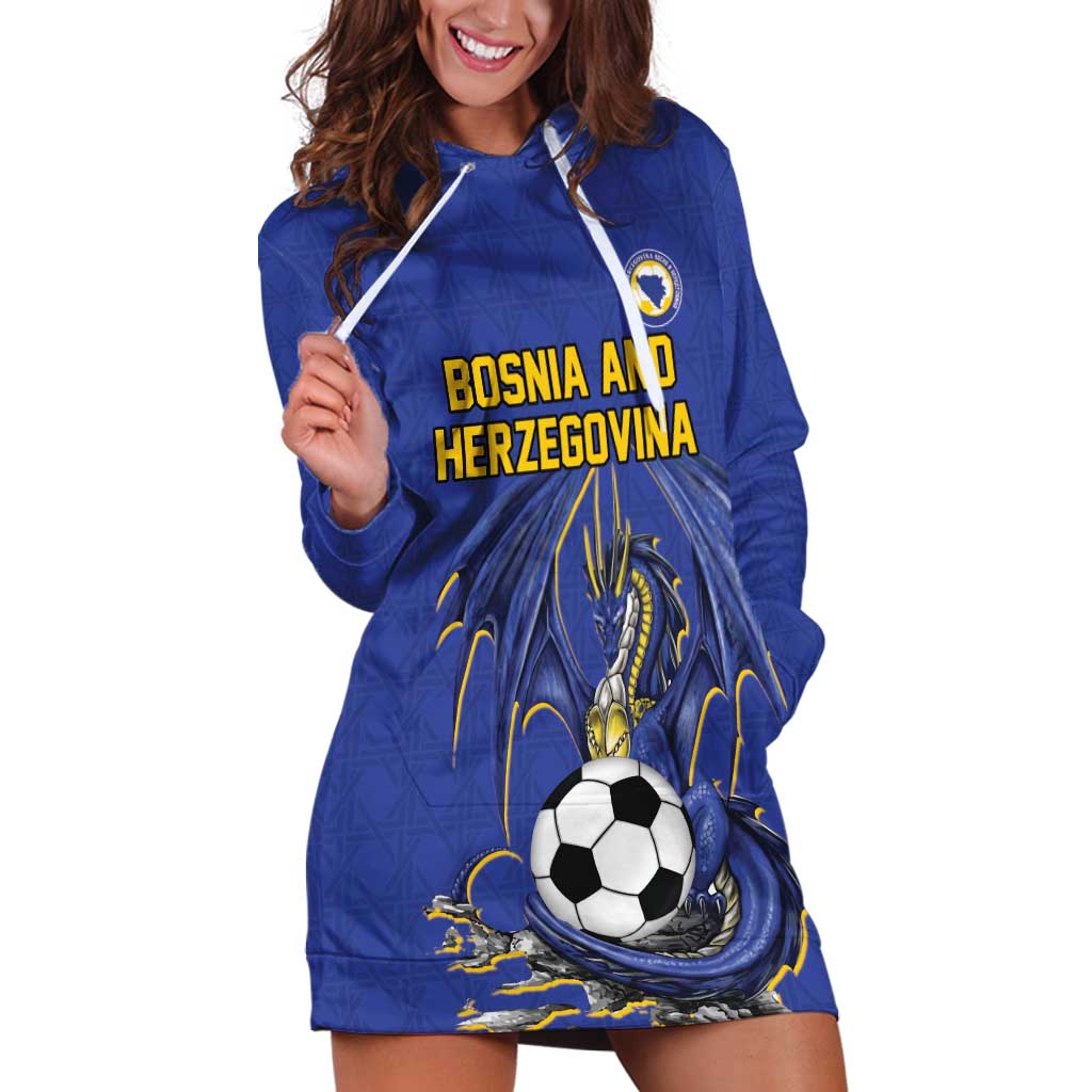 Custom Bosnia and Herzegovina Football 2026 Hoodie Dress Blue Dragon National Pride