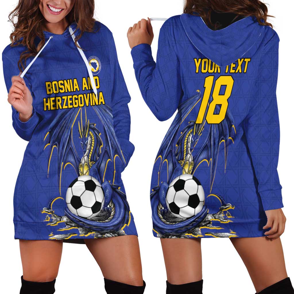 Custom Bosnia and Herzegovina Football 2026 Hoodie Dress Blue Dragon National Pride