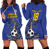 Custom Bosnia and Herzegovina Football 2026 Hoodie Dress Blue Dragon National Pride