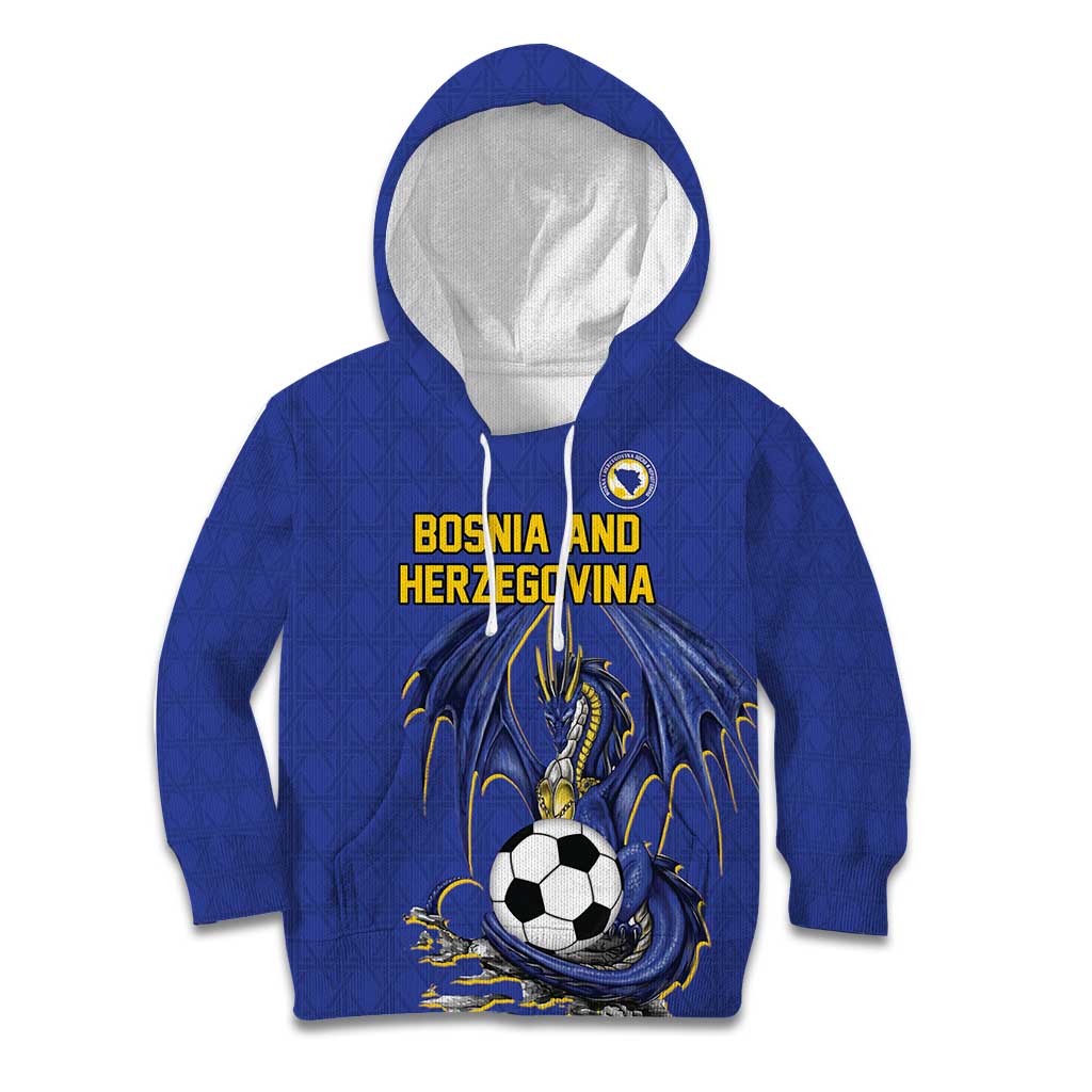 Custom Bosnia and Herzegovina Football 2026 Kid Hoodie Blue Dragon National Pride