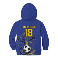 Custom Bosnia and Herzegovina Football 2026 Kid Hoodie Blue Dragon National Pride