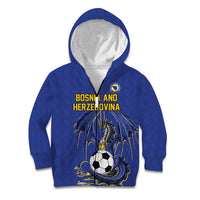 Custom Bosnia and Herzegovina Football 2026 Kid Hoodie Blue Dragon National Pride