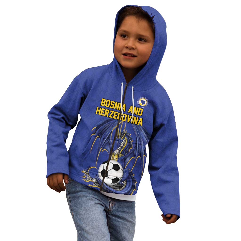 Custom Bosnia and Herzegovina Football 2026 Kid Hoodie Blue Dragon National Pride
