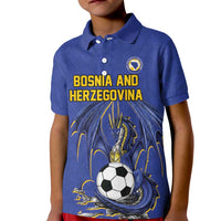 Custom Bosnia and Herzegovina Football 2026 Kid Polo Shirt Blue Dragon National Pride