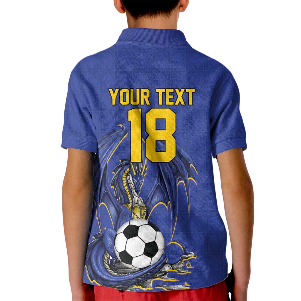 Custom Bosnia and Herzegovina Football 2026 Kid Polo Shirt Blue Dragon National Pride