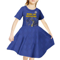 Custom Bosnia and Herzegovina Football 2026 Kid Short Sleeve Dress Blue Dragon National Pride