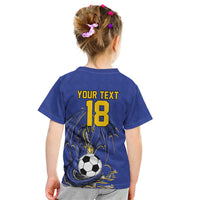 Custom Bosnia and Herzegovina Football 2026 Kid T Shirt Blue Dragon National Pride