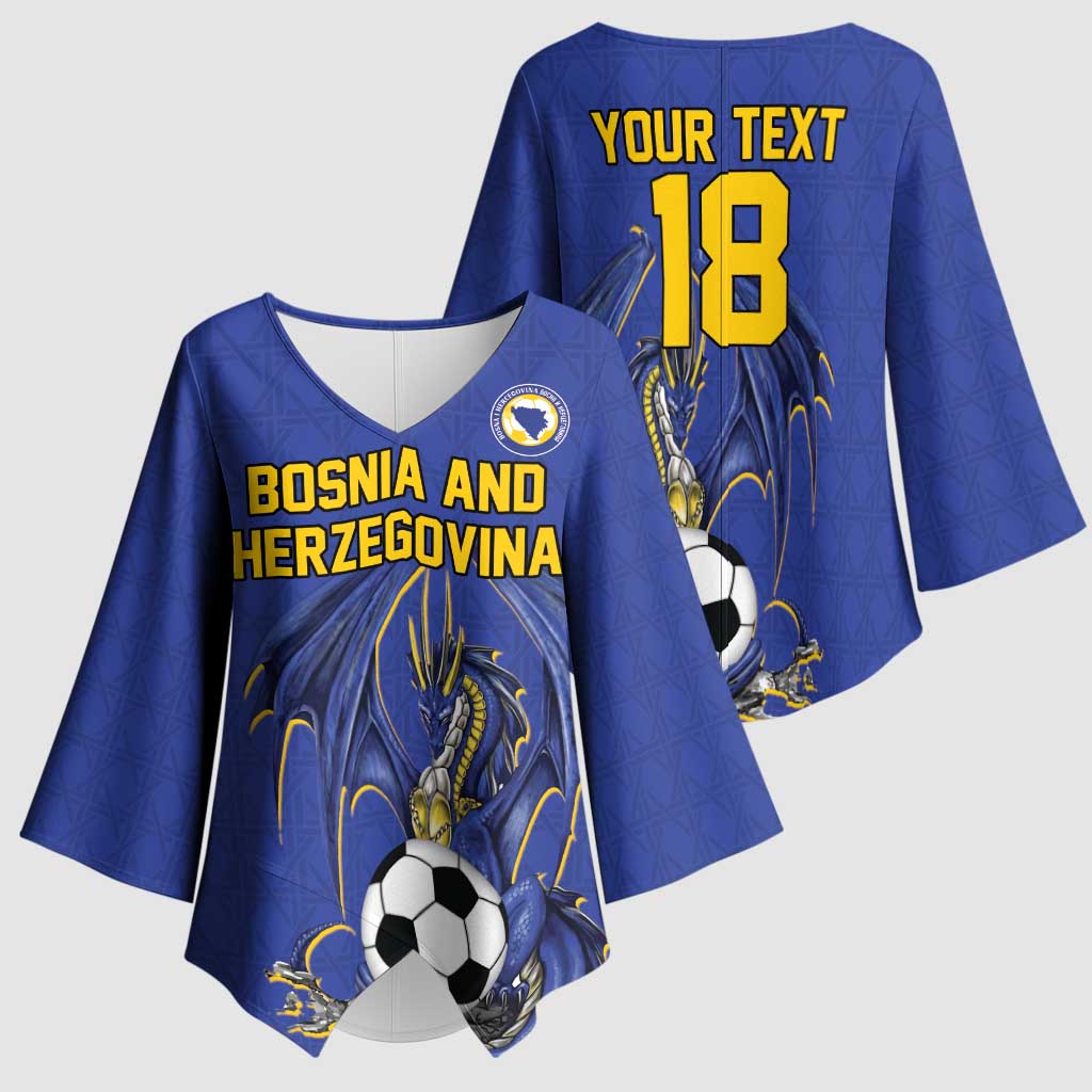 Custom Bosnia and Herzegovina Football 2026 Kimono Sleeve Blouse Blue Dragon National Pride