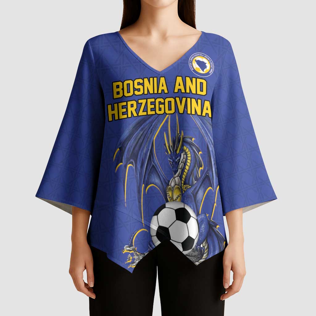 Custom Bosnia and Herzegovina Football 2026 Kimono Sleeve Blouse Blue Dragon National Pride