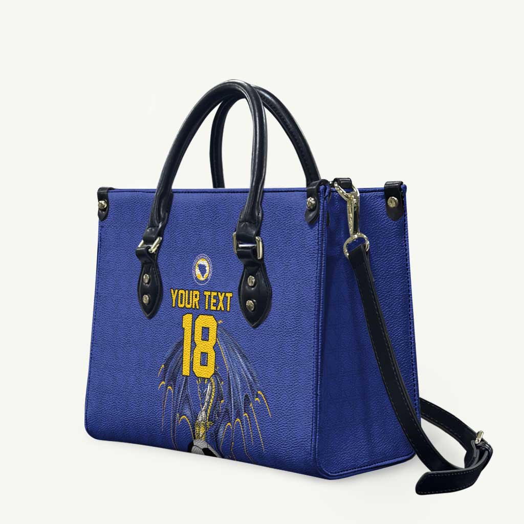 Custom Bosnia and Herzegovina Football 2026 Leather Bag Blue Dragon National Pride