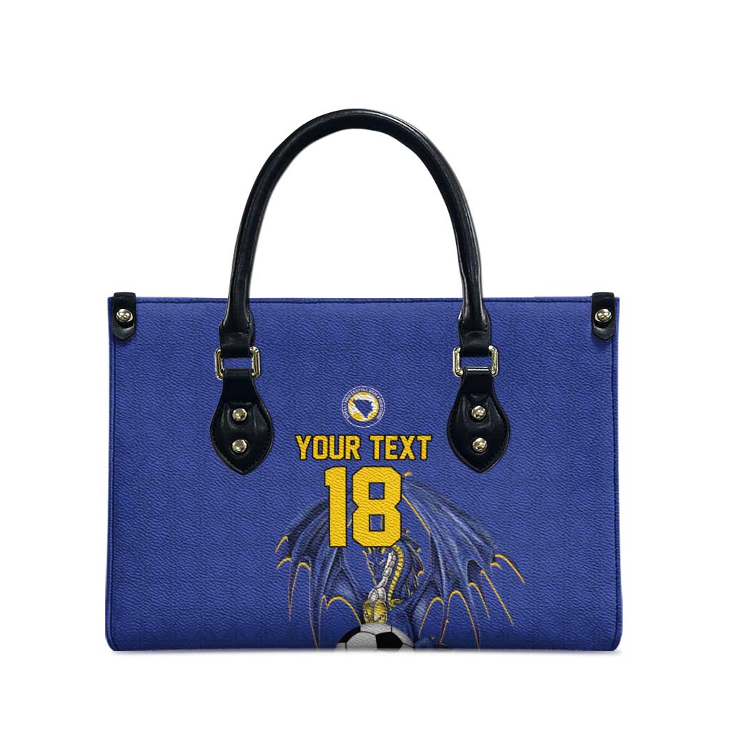 Custom Bosnia and Herzegovina Football 2026 Leather Bag Blue Dragon National Pride