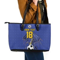 Custom Bosnia and Herzegovina Football 2026 Leather Tote Bag Blue Dragon National Pride