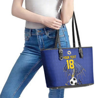 Custom Bosnia and Herzegovina Football 2026 Leather Tote Bag Blue Dragon National Pride