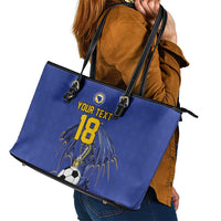 Custom Bosnia and Herzegovina Football 2026 Leather Tote Bag Blue Dragon National Pride