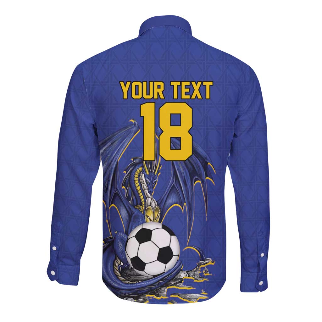 Custom Bosnia and Herzegovina Football 2026 Long Sleeve Button Shirt Blue Dragon National Pride