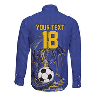 Custom Bosnia and Herzegovina Football 2026 Long Sleeve Button Shirt Blue Dragon National Pride