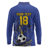 Custom Bosnia and Herzegovina Football 2026 Long Sleeve Polo Shirt Blue Dragon National Pride