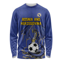 Custom Bosnia and Herzegovina Football 2026 Long Sleeve Shirt Blue Dragon National Pride