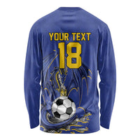 Custom Bosnia and Herzegovina Football 2026 Long Sleeve Shirt Blue Dragon National Pride