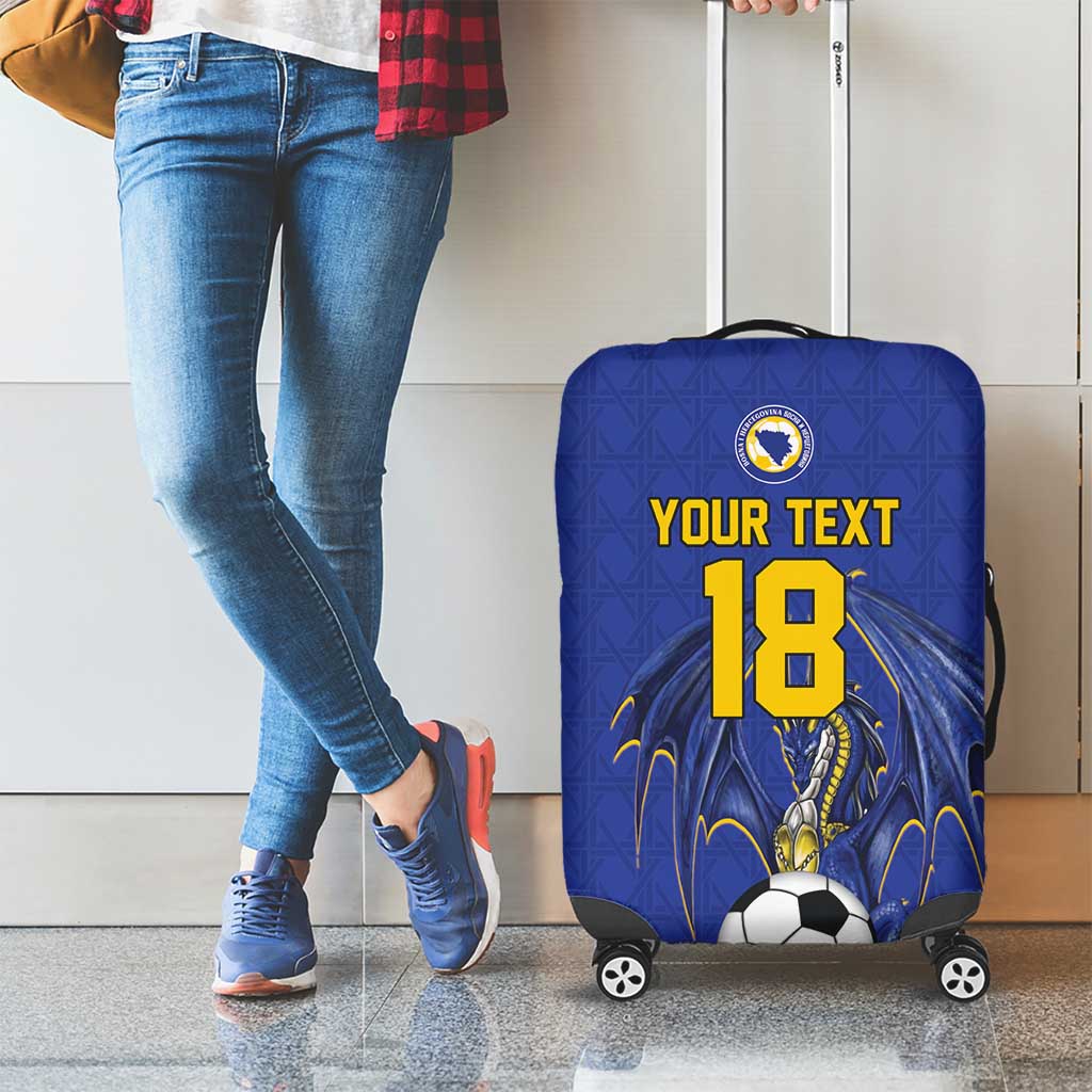 Custom Bosnia and Herzegovina Football 2026 Luggage Cover Blue Dragon National Pride