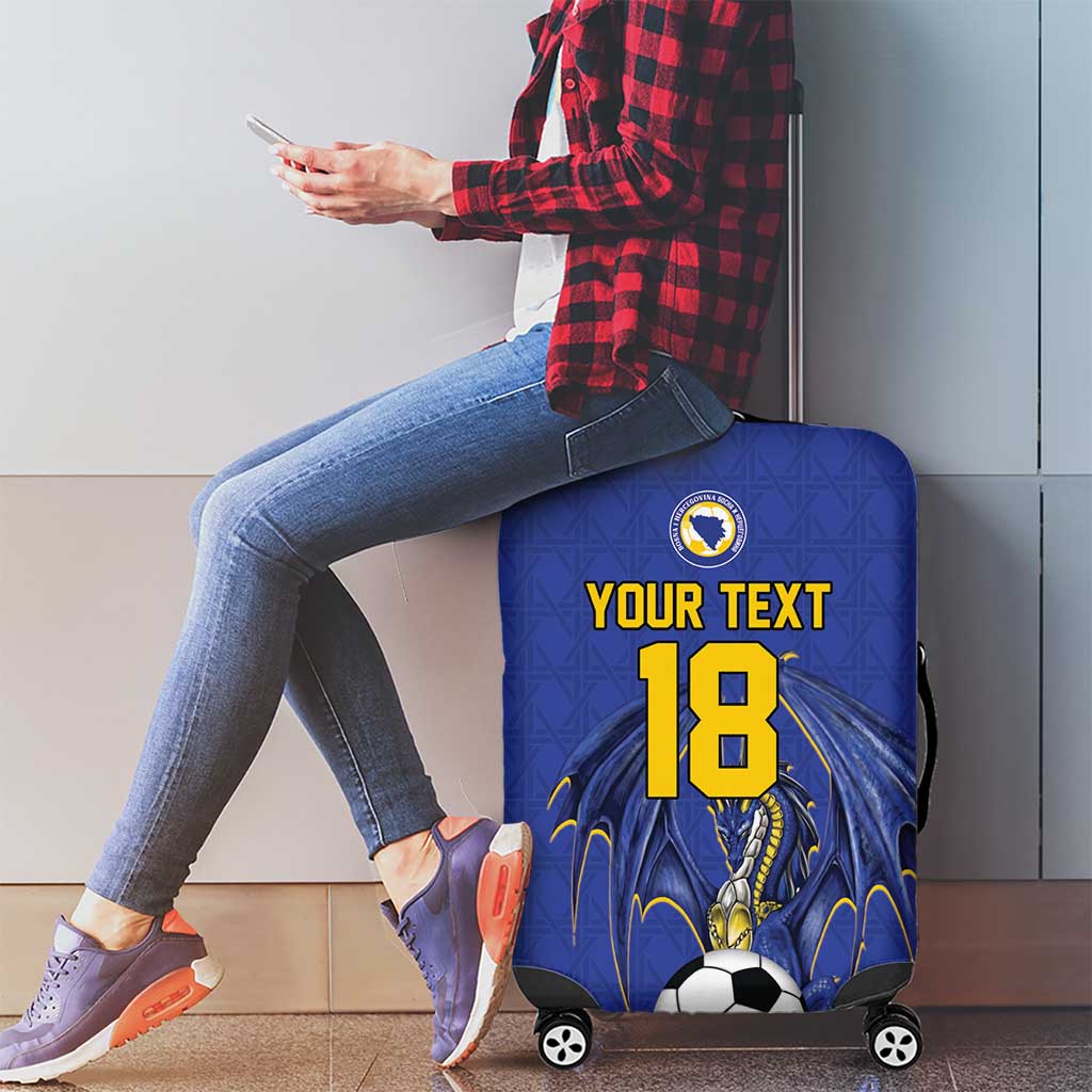 Custom Bosnia and Herzegovina Football 2026 Luggage Cover Blue Dragon National Pride