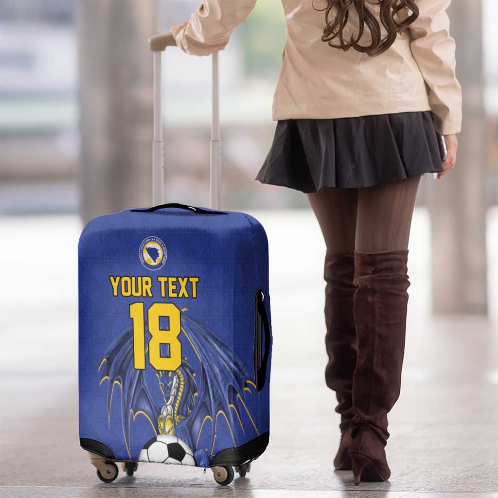 Custom Bosnia and Herzegovina Football 2026 Luggage Cover Blue Dragon National Pride