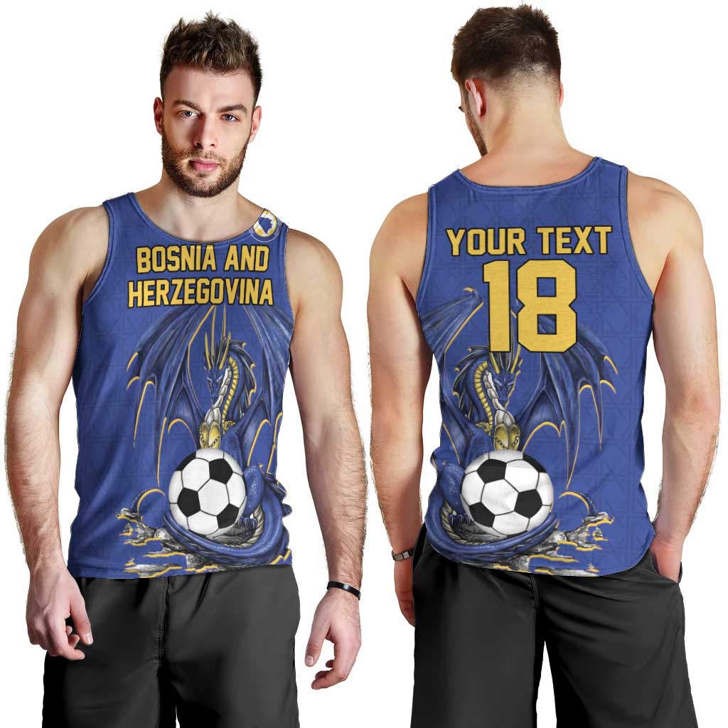 Custom Bosnia and Herzegovina Football 2026 Men Tank Top Blue Dragon National Pride
