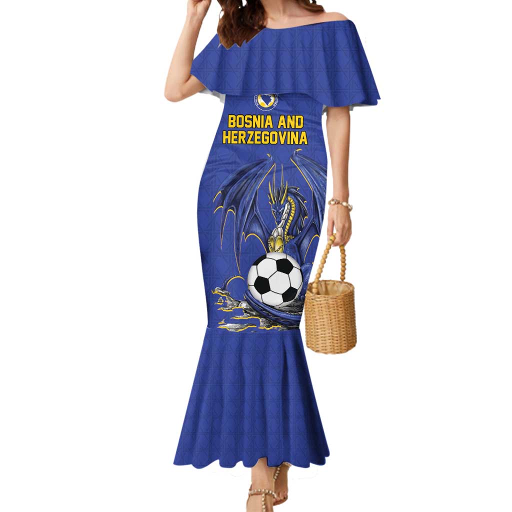 Custom Bosnia and Herzegovina Football 2026 Mermaid Dress Blue Dragon National Pride
