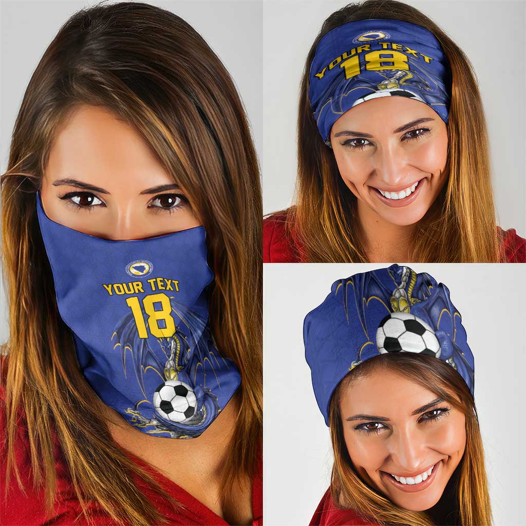 Custom Bosnia and Herzegovina Football 2026 Neck Gaiter Blue Dragon National Pride