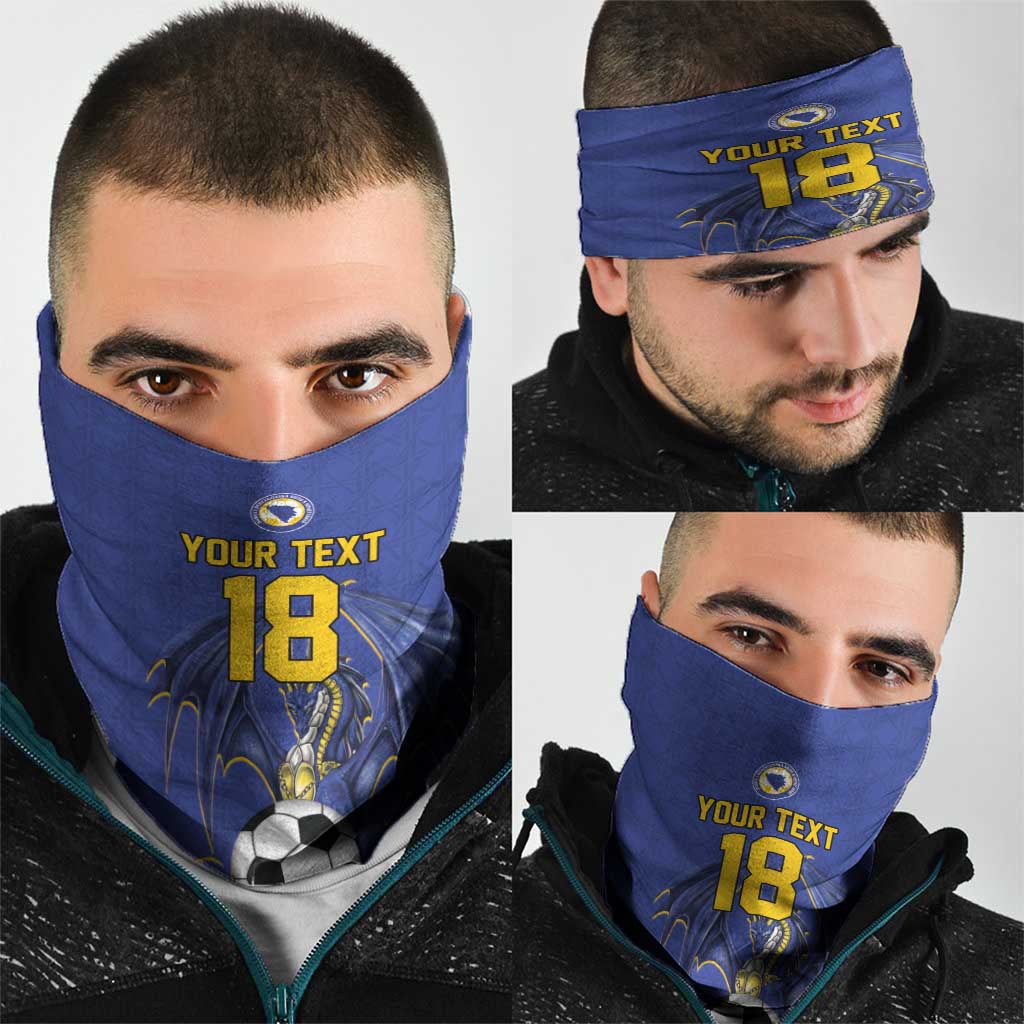 Custom Bosnia and Herzegovina Football 2026 Neck Gaiter Blue Dragon National Pride