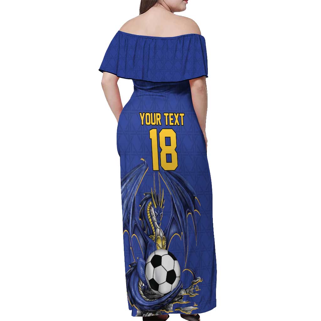 Custom Bosnia and Herzegovina Football 2026 Off Shoulder Maxi Dress Blue Dragon National Pride