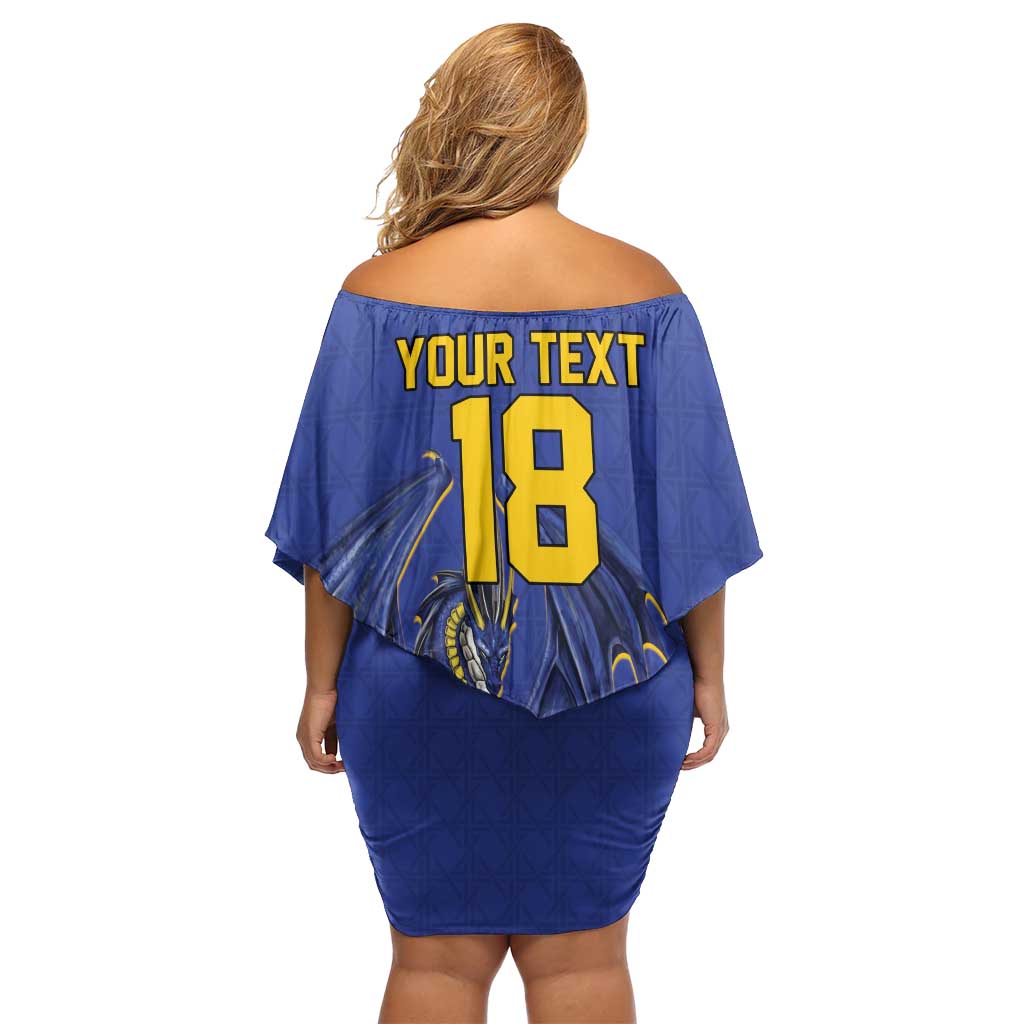 Custom Bosnia and Herzegovina Football 2026 Off Shoulder Short Dress Blue Dragon National Pride