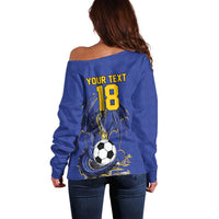 Custom Bosnia and Herzegovina Football 2026 Off Shoulder Sweater Blue Dragon National Pride