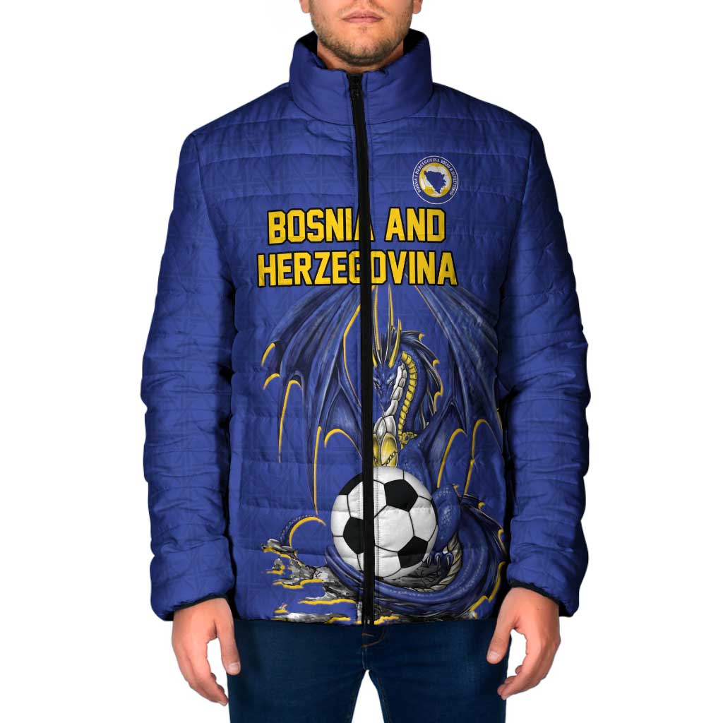 Custom Bosnia and Herzegovina Football 2026 Padded Jacket Blue Dragon National Pride